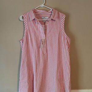 Pink striped Vineyard Vines size 16 dress, NWT